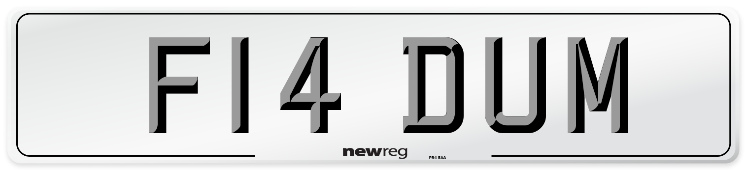 F14 DUM Number Plate from New Reg
